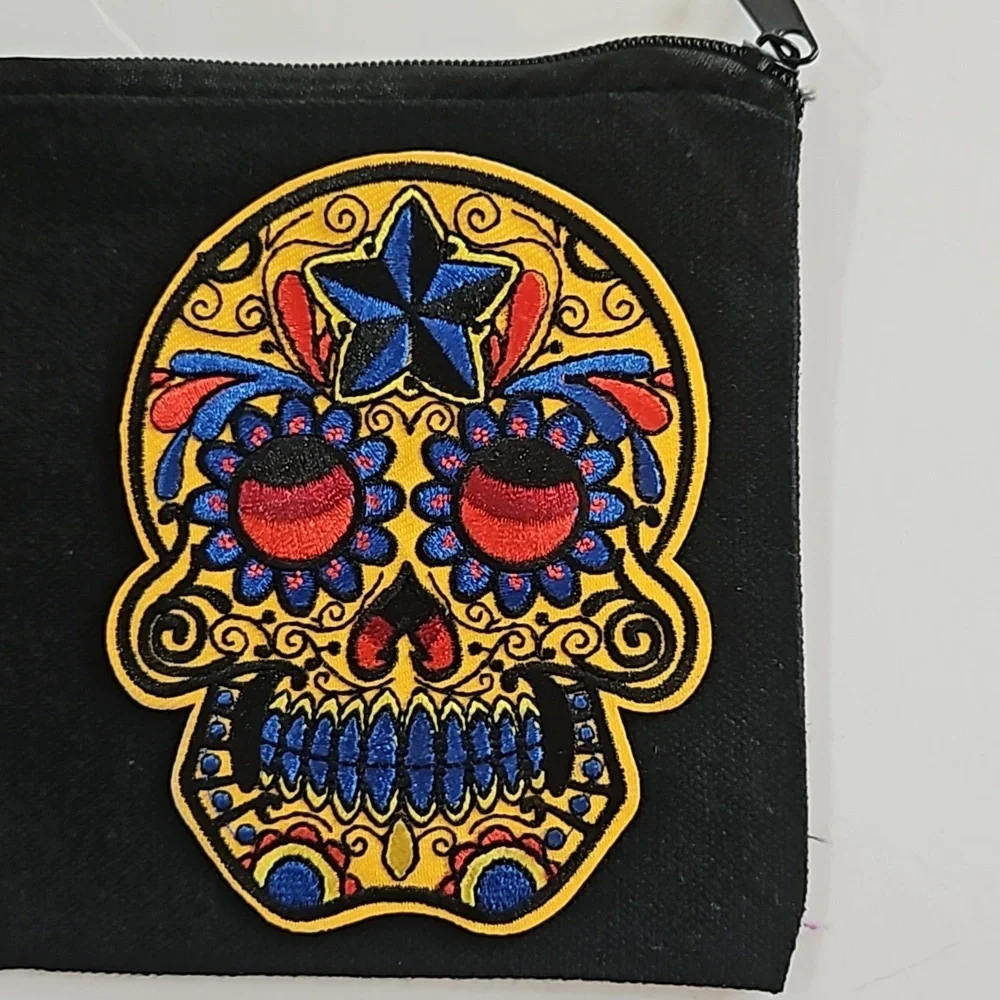 Hand crafted multi use bag  skull pumpkin butterfly iron pachwork farmhouse